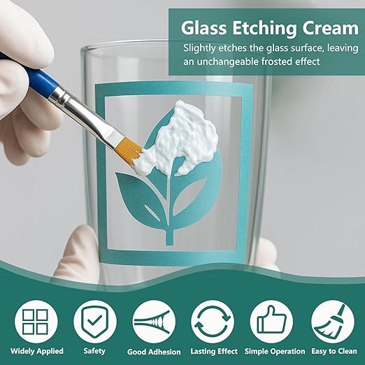 Glass Etch Paste Kit - 300g, Create Permanently Stunning Designs on Glass Surfaces, Perfect for DIY Mirrors, Windows, Glassware