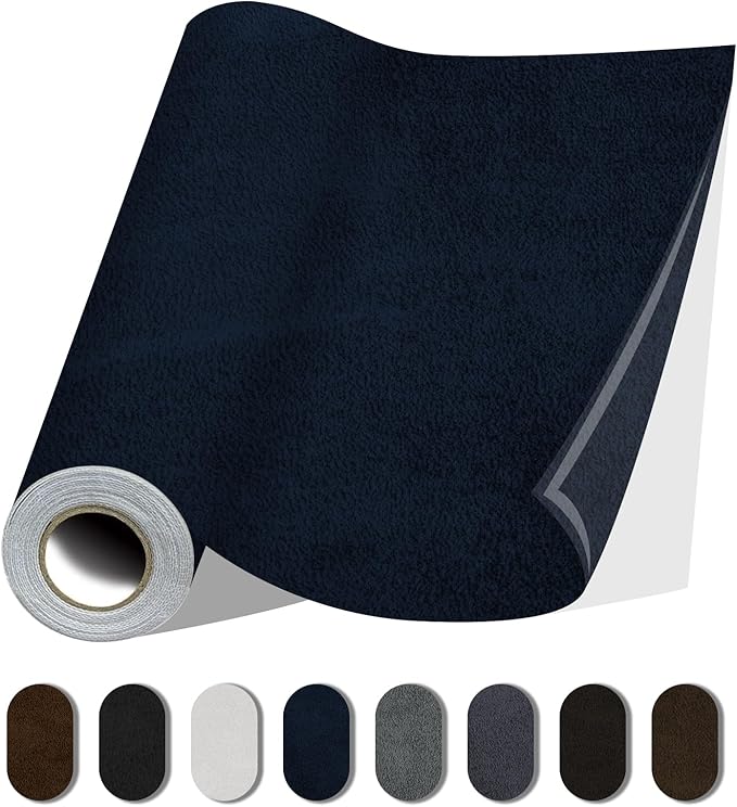 Fabric Repair Patches, 35X79 Inch Self-Adhesive Suede Patches Tape Durable, DIY Large Fabric Repair for Sofa, Couches, Furniture, Chair, Clothing （35X79 Inch, Dark Blue）