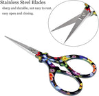 BIHRTC Little Sewing Scissors 4.5Inch Embroidery Scissors with Artificial Leather Cover Stainless Steel Scissor DIY Tools Dressmaker Small Shears for Handicraft DIY Tool Crafting Thread Art Work