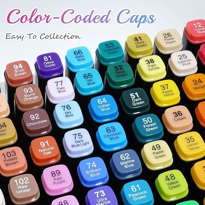 168 Colors Alcohol Markers Set, Professional Drawing Markers for Artist Adult Coloring Books Black Permanent Dual Tip Art Markers with Holder, Coloring Marker for School Sketching Coloring