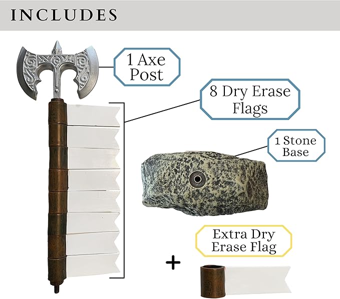 Galdor's Guild DND Initiative Tracker | Recorder Tools | Gift for Dungeons & Dragons Players, Dungeon Master/DM, or RPG Gaming | Tracking Stand | Holds 8 Flag Markers | Sword/Battle Axe