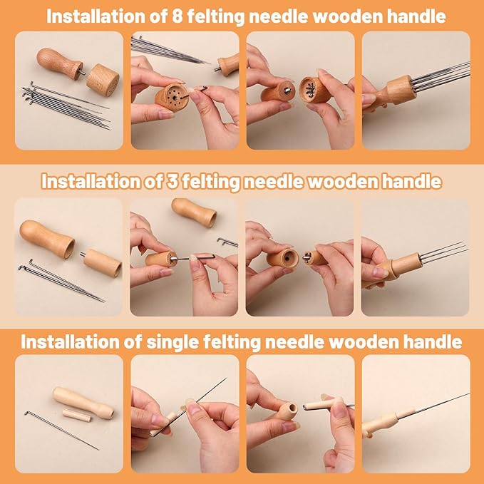 Yizzvb 127 Pcs Needle Felting Needles, 4 Sizes Felting Needles, Needle Felting Tools Wool Felting Supplies Kit with 3 Types Wooden Holders, Foam Pad, Needle Felting Starter Kit for DIY Crafts