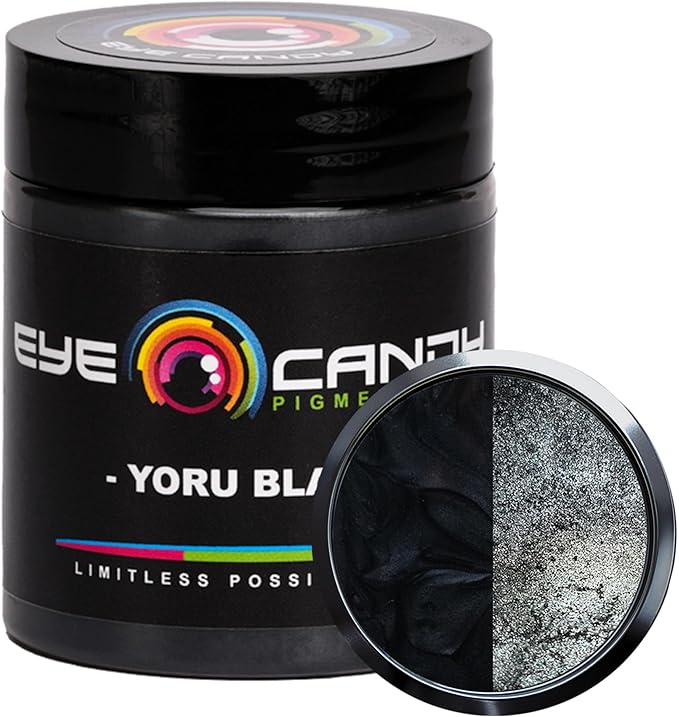 Eye Candy Pigments Premium Black Mica Powder - Yoru Black (25gr) - for Epoxy, Resin, Soap, Paint, Woodworking, Acrylic Pouring, Bath Bombs, Fishing Lures - DIY Arts and Crafts Additive