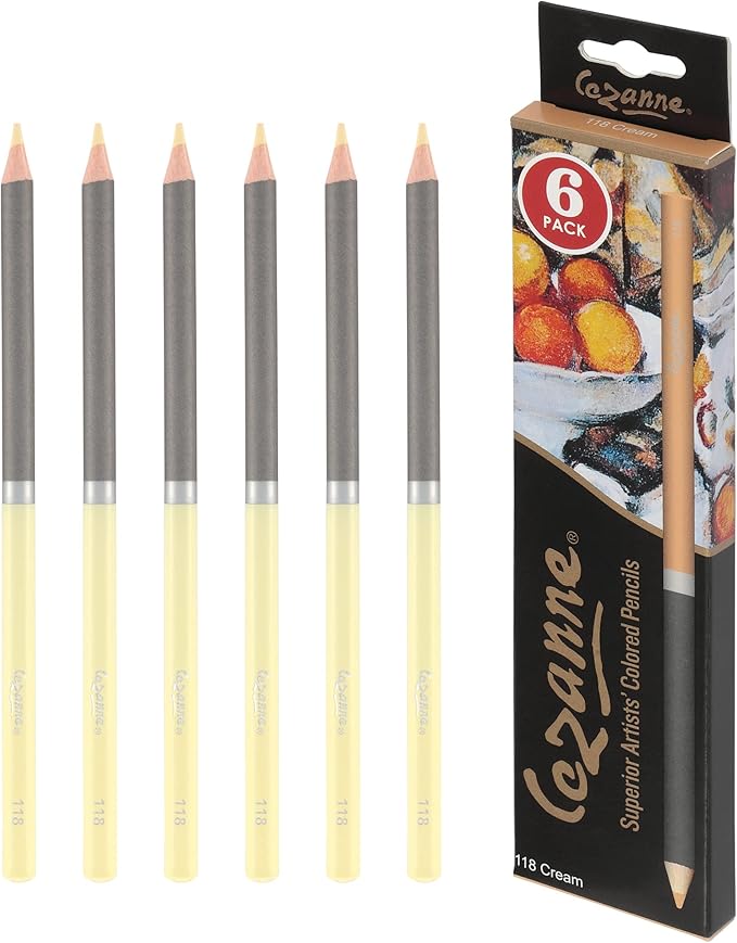 Creative Mark Cezanne Premium Colored Pencils Cream 6 Pack - Highly-Pigmented Drawing Pencils - Coloring Pencils for Drawing, Blending, Coloring, and More