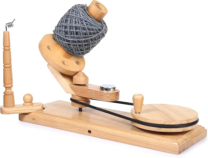 Wooden Yarn Ball Winder – Hand Crank Beechwood Swift for 8–12 oz Skeins – Large Capacity Wool Fiber Winder for Knitting & Crochet (Beachwood Winder)