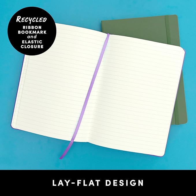 PAPERAGE Recycled Lined Journal Notebook, (Lilac), 160 Pages, Medium 5.6 in x 8 in - 100 GSM Thick Paper – College Ruled, Hardcover Journaling Notebook for Work, School & Note Taking