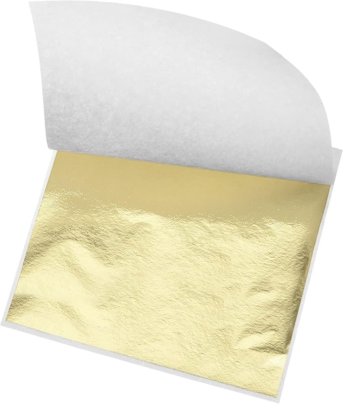 MECCANIXITY Gold Leaf Foil Sheet, Light Silver Leaf Papers, 3.3 x 3.1inch for Art Decoration, Sculptures, Painting, Pack of 100
