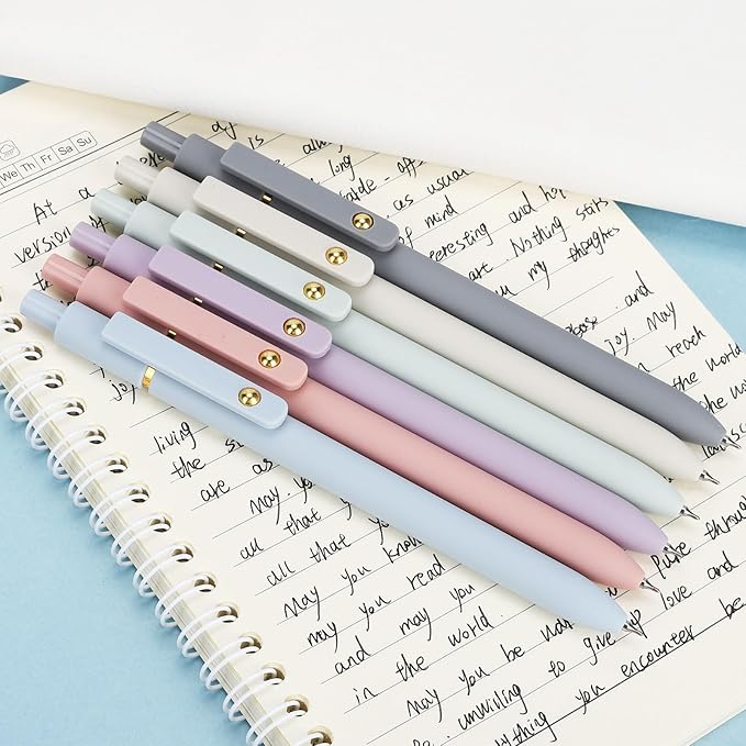 Gel Pens 6Pcs, 0.7mm Smooth Writing Black Ink Pens for Journaling, Cute Aesthetic Office Desk Accessories, School Supplies, Gift for Students & Artists (6Pcs Morandi-Black Ink)