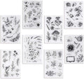 UCEC 8 Sheets Flower Clear Stamps for Card Making, Silicone Stamps for Crafting, Flower Stamp Clear Rubber Flowers Vintage Plants and Decoration and DIY Scrapbooking