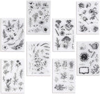 UCEC 8 Sheets Flower Clear Stamps for Card Making, Silicone Stamps for Crafting, Flower Stamp Clear Rubber Flowers Vintage Plants and Decoration and DIY Scrapbooking