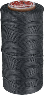 uxcell Flat Leather Sewing Waxed Thread, 140m / 153 Yards Polyester Wax String, 300D Wax Stitching Cord for Leather Crafts, Bookbinding, Bracelets Braided, Dark Gray