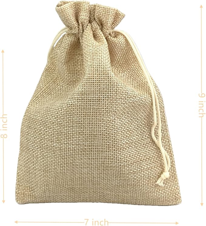 Palmhomee Pack of 25 Burlap Gift Bags with Drawstring Linen Jewelry Pouches Wedding Hessian Jute Bags for Birthday and Treat Pouches Party Wedding Favors Gift (7x9 Inch, Ivory)