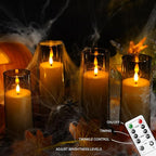 Flickering Flameless Candles Battery Operated with Remote and 2/4/6/8 H Timer Plexiglass Led Pillar Candles Pack of 9 (D2.3 xH 6" 7" 8") with Realistic Moving Wick Candles for Home Decor(Grey)