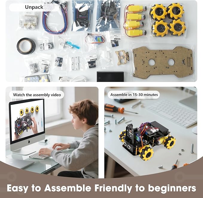 Robotics Kit for Kids Ages 8–12 12-16, ACEBOTT Smart Robot Car Kit with 3MP Camera, STEM Toys for Boys Compatible with Arduino & Scratch,App & Remote Control,STEM Gift for Boys, Girls,Teens and Adults