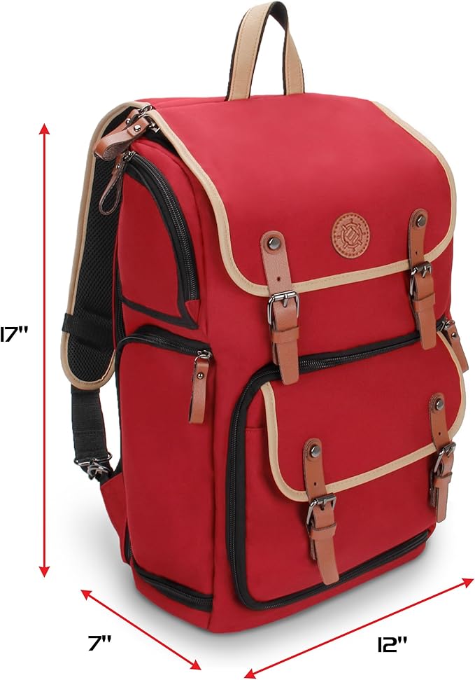 ENHANCE Designer Edition TCG Backpack - MTG Deck Bag Card Binder Space, TCG Deck Box Storage, MTG Playmat Holder - Card Storage Compatible with Magic the Gathering, Pokemon, Lorcana (Canvas Red)