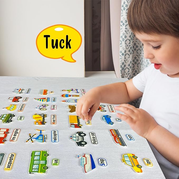 Felt Transportation Vehicles Learning Pieces,48 Felt Flannel Board Pieces,Air Land Sea Airplane Learning for Toddlers for Kindergarten,Preschool,Toddlers