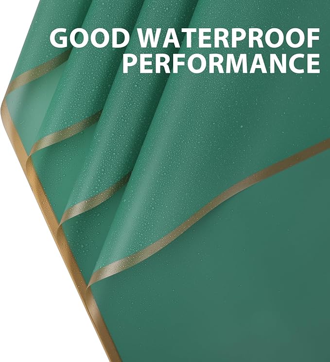 FUHITIM 20 Sheets Flower Wrapping Paper - Waterproof Floral Bouquet Packaging Paper for DIY Crafts，Florist Supplies Packaging Paper for Wedding Birthday Gift(Emerald Green)