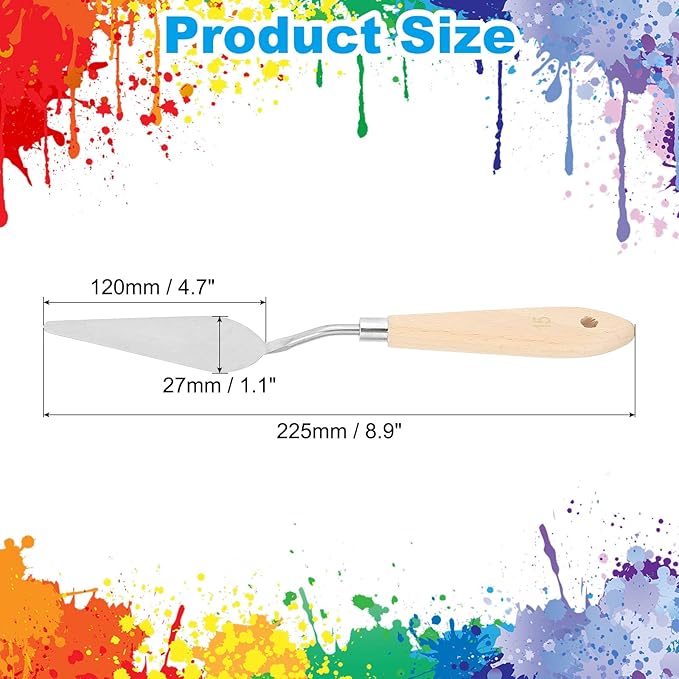 PATIKIL Art Spatula, No.15 27mm Stainless Steel Flexible Palette Knife Painting Knife Painting Spatula Oil Painting Mixing Scraper with Wood Handle for Canvas Acrylic Painting, Brown