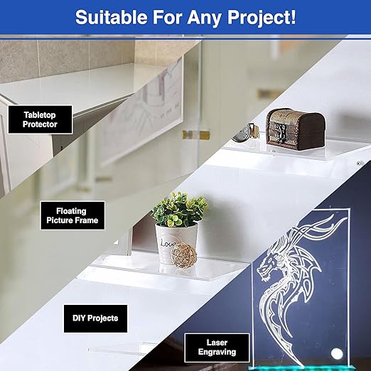 Duco USA-Made Clear Cast Acrylic Sheet 1/8 Inch Thick 12" x 24" - 2 Pack of Transparent Plexiglass Sheet - Lightweight Acrylic Board for Window Replacements, Displays, Signs, and More