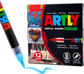 Acrylic Paint Markers, Acrylic Paint Pens, Fabric Markers for Textile, Rock, Glass, Wood, Paper, Ceramic, Canvas DIY Art Supplies Kit for Kids and Adults (12)