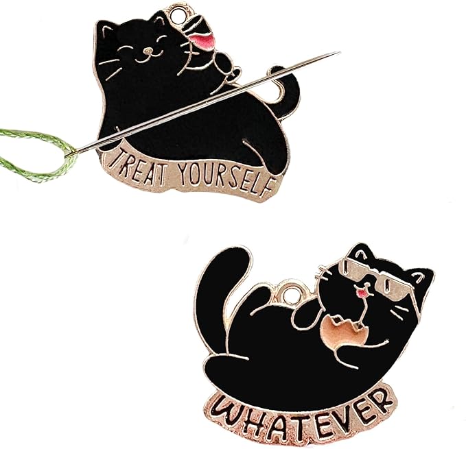 Cats (2 Pieces) Needle Minder Magnetic Needle Keeper for Cross Stitch Embroidery Sewing Needle and Pin Holders