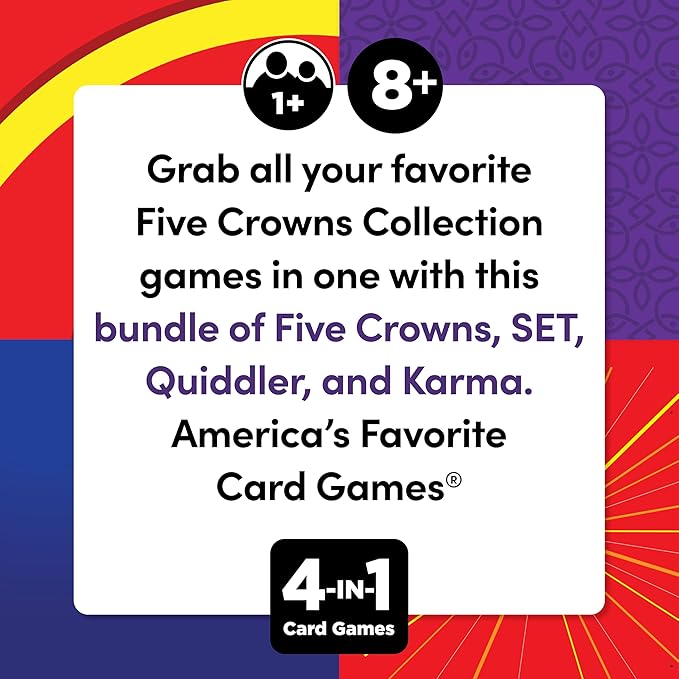 PlayMonster Five Crowns 4 Pack Bundle Card Games for Kids