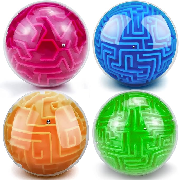 YongnKids 4 Pack 3D Puzzle Maze Ball Toys| Brain Teaser Puzzles Maze Game for Adults & Kids Ages 8-12 13+ Gifts, Games for Adults and Family Best- Easy & Medium & Hard Challenges