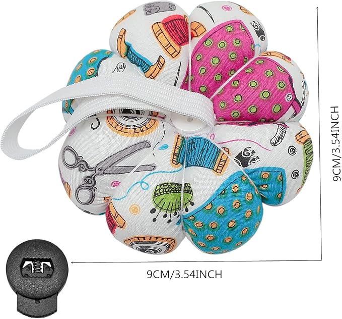 Wrist Pin Cushions Sewing Needle Cushion Holder Band Wearable Pincushions for Sewing (Sewing Necessities Pattern 2)