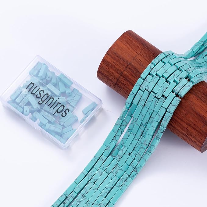 Natural Blue Turquoise Rectangle Tube Beads 4x13mm 38cm/str Loose Semi Gemstone Stone Beads for Making Bracelets Necklace Earrings
