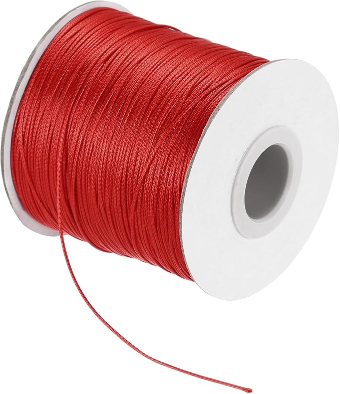 MECCANIXITY Waxed Cord 0.5mm Waxed Polyester Cord 175 Yard Wax String for Bracelet Making, Necklaces, Beading, Jewelry Making and DIY Crafts(Red)