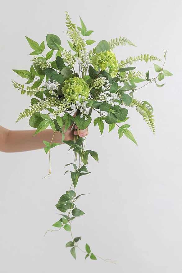 Serra Flora Artificial Greenery Stems Box Set,(Pack of 37pcs) with 8 Kinds of Faux Pink Green Filler for DIY Bridal Bouquets Wedding Floral Arrangement Table Centerpieces