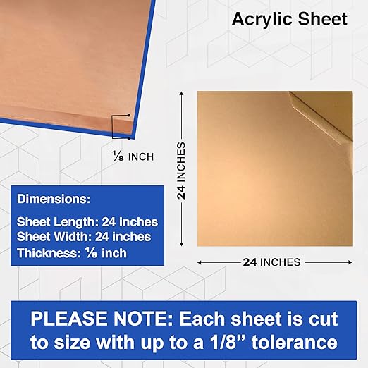 Duco USA-Made Clear Cast Acrylic Sheet 1/8 Inch Thick 24" x 24" - 2 Pack of Transparent Plexiglass Sheet - Lightweight Acrylic Board for Window Replacements, Displays, Signs, and More