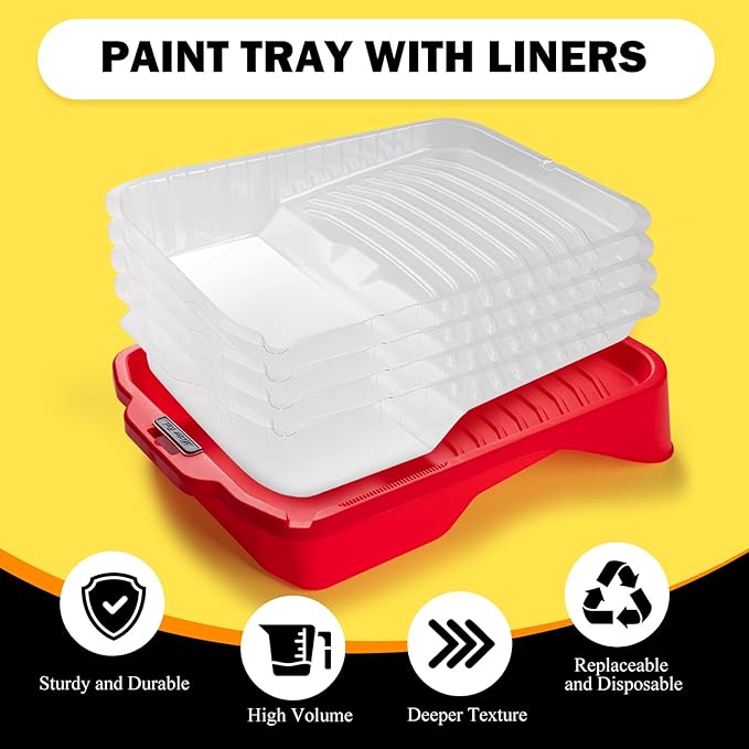Mister Rui 17-Piece Paint Roller Kit with Non-Slip Tray, Microfiber Roller Covers, Brushes for DIY & Professional Painting Projects, Complete Set for Home Improvement