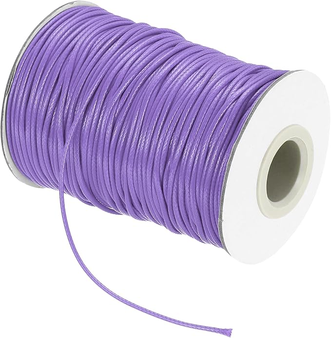 MECCANIXITY Waxed Cord 1.5mm Waxed Thread 87 Yard Wax String Leather Cord for Bracelet Making, Necklaces, Beading, Jewelry Making and DIY Crafts(Light Purple)