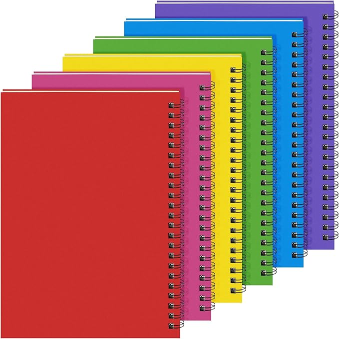 Yahenda 6 Pcs Spiral Notebook Bulk A5 Journal Lined 8.3'' x 5.5'' Writing Composition Paper Small Notepad Subject Notebook for Students Office Business Back to School Supplies (Mixed Colors)