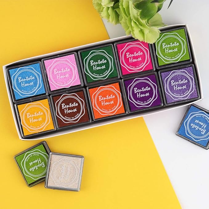 Dizdkizd Finger Craft Ink Pads, 20 Colors Craft Ink Pads for Rubber Stamps, Paper, Scrapbooking, Wood, Fabric, Best Gift for Kids