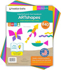 ARTshapes 840 pc Creative Paper Shapes Pack with 70+ Idea Guide - US Made Card Stock - Punch Out Funky DIY Craft Supplies for Whimsical Art Designs, Paper Crafts, and Pattern Play 5 Festive Colors