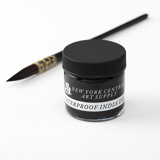 New York Central® India Ink 16oz Bottle - Make an Impact with Matte Black India Ink, Perfect for Artists, Calligraphy, Illustrations, & More!