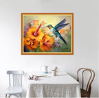 Foxhool Beginners Cross Stitch Kits Stamped Full Range of Embroidery Kits for Adults DIY Cross Stitches kit Embroidery Patterns for Needlepoint kit-Hummingbirds Gather Honey 16x20 inch