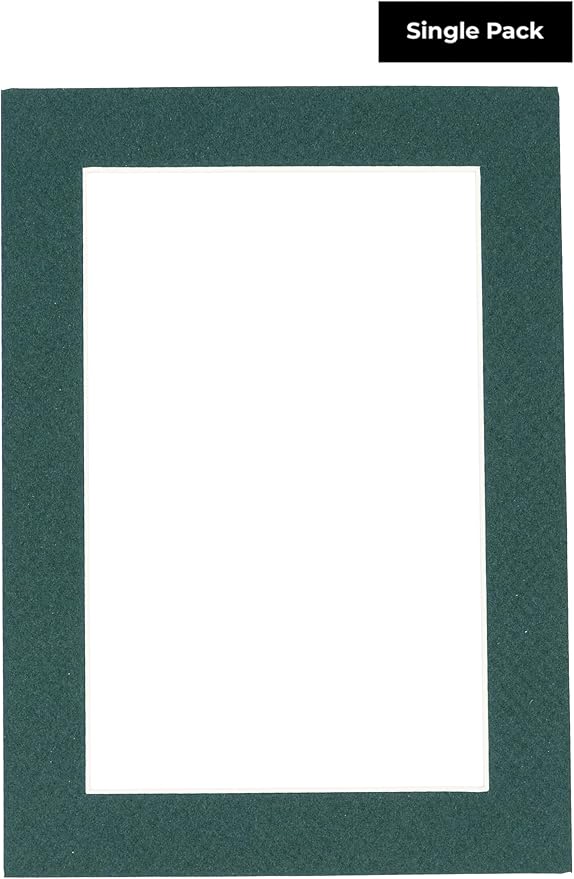 8x10 Mat Bevel Cut for 5x8 Photos - Acid Free Forest Green Precut Matboard - For Pictures, Photos, Framing - 4-ply Thickness