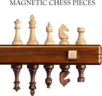 A&A 15" Magnetic Wooden Chess Set, Handmade 3" King Height Knight Staunton Chess Pieces with 2 Extra Queen, Folding Portable Travel Game Set