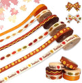 6 PCS Thanksgiving Fall Ribbons - 3/8'' Width Pumpkin Orange Satin Metallic Words Maple Leaves Craft Ribbons for Gift Wrapping & Decorations