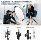 WELLMAKING 32''(80cm) Photography Reflector Dual Handle Collapsible 5-in-1 with Tilt Adapter Reflector, White Portable Stand and Pouch for Studio & Outdoor Lighting-Translucent,Silver,Gold,White&Black