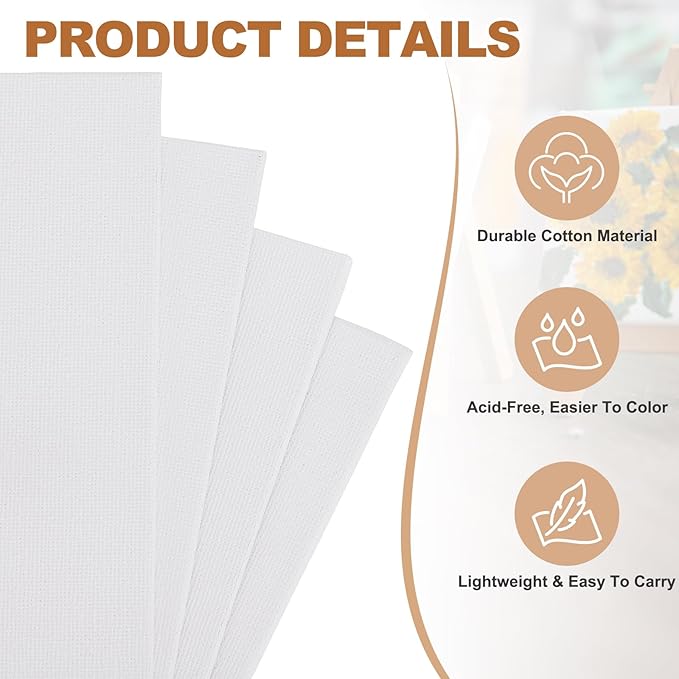 MECCANIXITY Canvas Boards for Painting, 5x7 Cotton Blank Primed Art Canvas Panels Acid-Free for Painting Supplies Oil Acrylic Tempera Watercolor Pouring Paint Artists(White, Pack of 20)