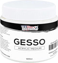 U.S. Art Supply White Gesso Primer - 16.9oz (500ml) for Oil & Acrylic Paint - Superior Coverage, Canvas Prep, Mixable White Gesso Paint Artists