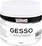 U.S. Art Supply White Gesso Primer - 16.9oz (500ml) for Oil & Acrylic Paint - Superior Coverage, Canvas Prep, Mixable White Gesso Paint Artists