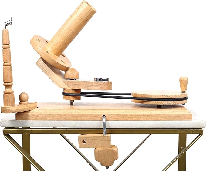 Wooden Yarn Ball Winder – Hand Crank Beechwood Swift for 8–12 oz Skeins – Large Capacity Wool Fiber Winder for Knitting & Crochet (Beachwood Winder)