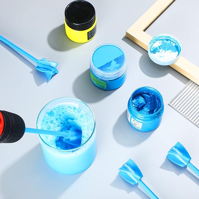 12 Pieces Paint Mixer Drill Attachment,Helix Paint Mixer Resin Drill Mixer Paint Stirrers Drill Attachment for 1 Gallon of Paint Epoxy Resin Silicone Jewelry Casting Molds (Blue)