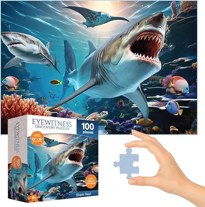 Eyewitness Discovery Puzzle Shark Reef, 100 Piece Jigsaw for Kids, Educational Learning Toy for Boys & Girls, Children Ages 5+