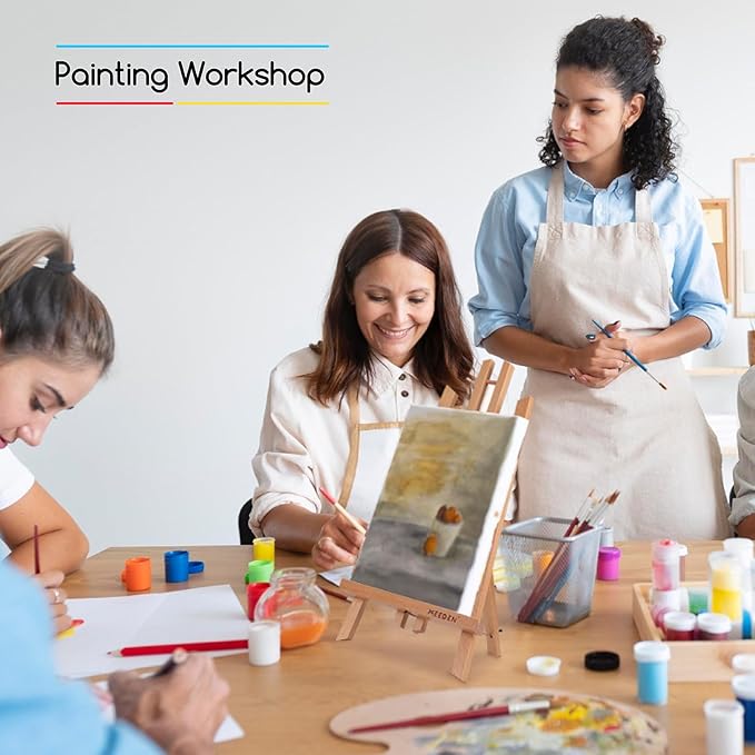 MEEDEN Small Tabletop Easel Stand: 16" x 12 Pack Pine Wood Table Top Display Stand for Painting - Black Mini Wooden Easel for Sign Picture Party Classroom